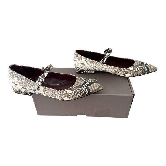 Franco Sarto Nalin Pointed Mary Jane Flats Grey Snake Print Women’s Size 7.5 M - Picture 5 of 14